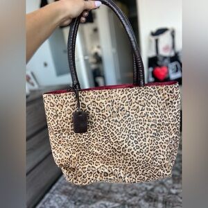Neiman Marcus Leopard Print Tote Bag with Brown Handles